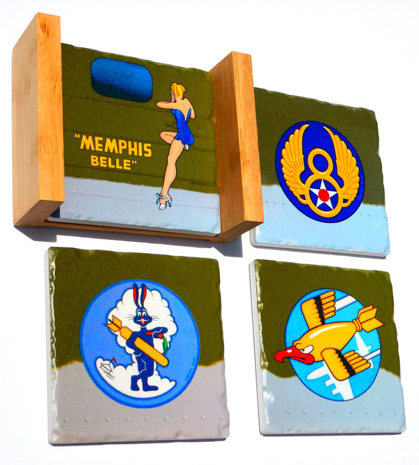 Emblems of the 91st Bomb Group Coaster Set - Warbird Aviation Art